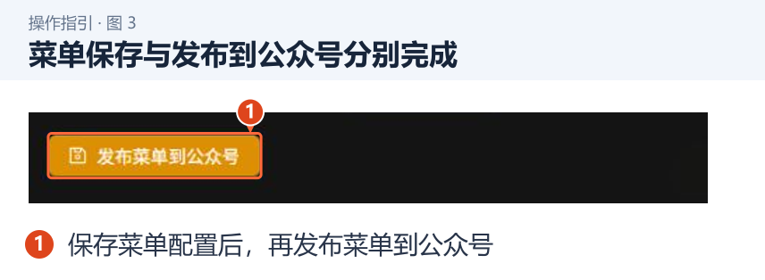 图 3：菜单保存与发布到公众号分别完成。1．保存菜单配置后，再发布菜单到公众号。